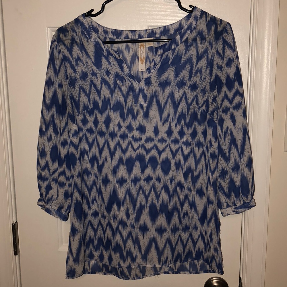 Blue and white blouse